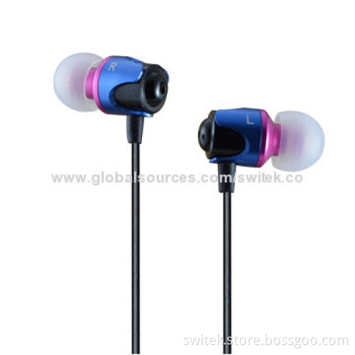 Metal In-ear Wired Earphones for Mobile Phones, Super Bass, 10mm Driver Unit, Flat Cable